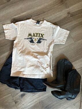 Y2K Matix White Graphic Tee with Wing Logo